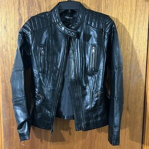 Kenneth Cole Moto faux leather zipper women jacket size small nwot